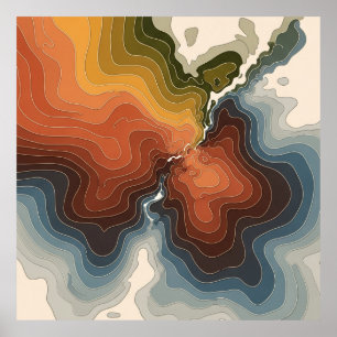 Colourful Topographic Map Print