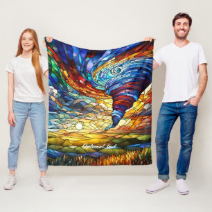 Colourful Tornado Stained Glass Art Fleece Blanket