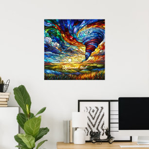 Colourful Tornado Stained Glass Art Poster