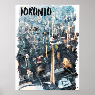 Colourful Toronto Canada City Silhouette Poster
