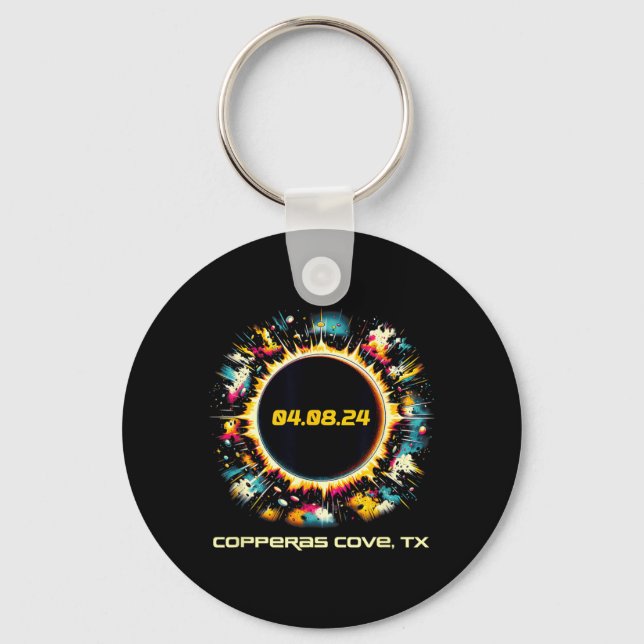 Colourful Total Solar Eclipse Copperas Cove Texas Key Ring (Front)