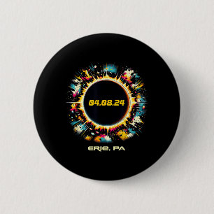 Colourful Total Solar Eclipse Erie Pennsylvania 6 Cm Round Badge