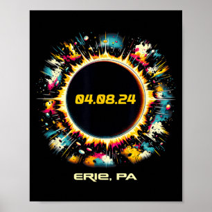 Colourful Total Solar Eclipse Erie Pennsylvania Poster