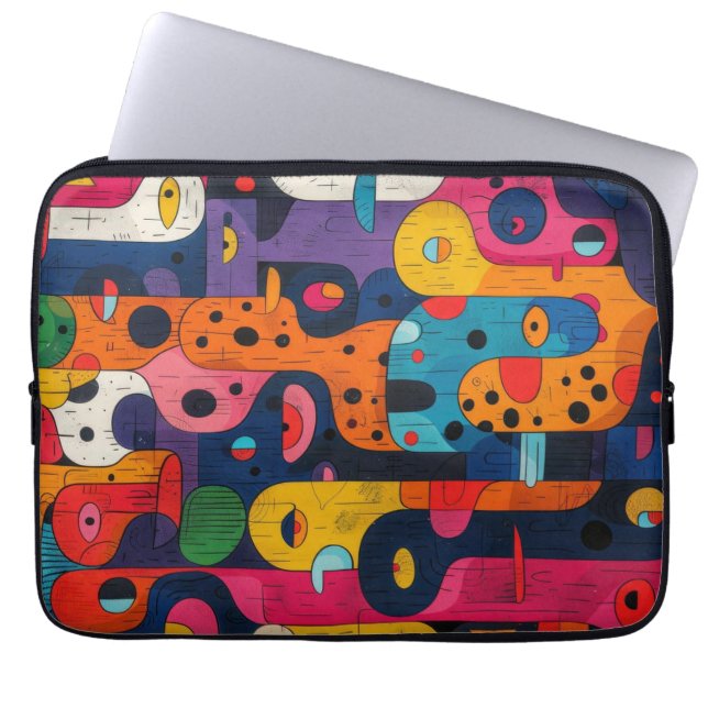 Colourful Totems Bath Mat Laptop Sleeve (Front)
