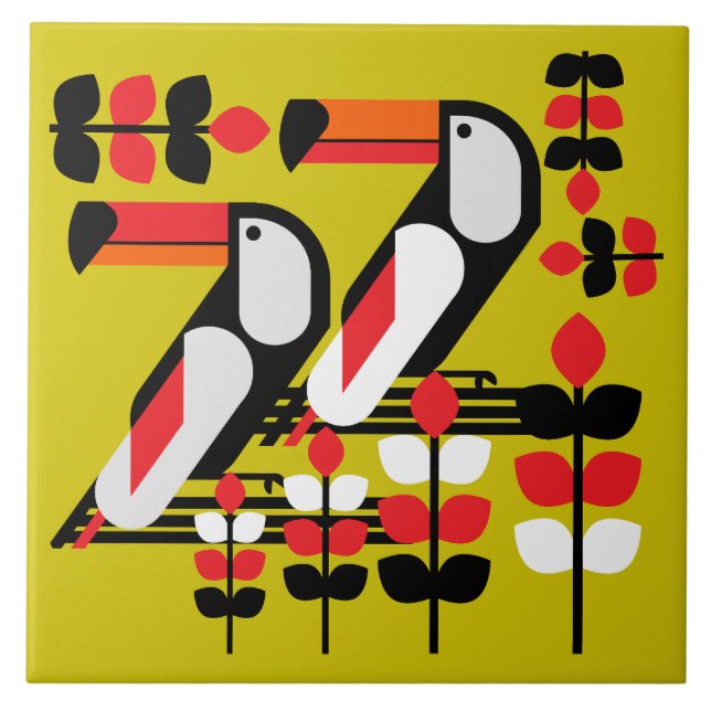 Colourful Toucan Artwork Ceramic Tile (Front)