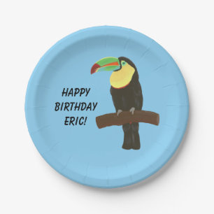 Colourful Toucan Bird Happy Birthday Plates
