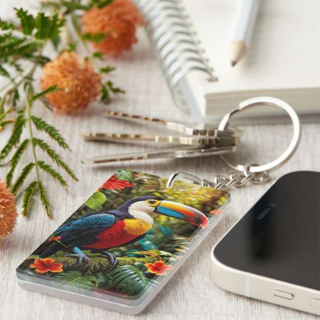 Colourful Toucan Bird Key Ring (Front Right)