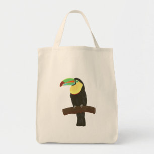 Colourful Toucan Bird Painting on Canvas Bag
