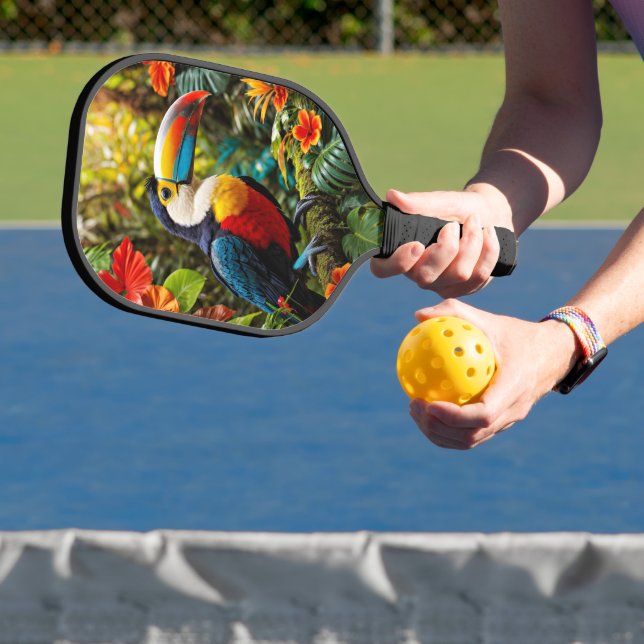 Colourful Toucan Bird Pickleball Paddle (Insitu)