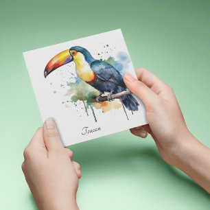 colourful toucan, customisable holiday card