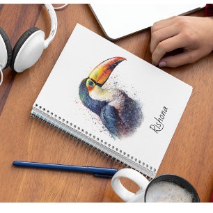 colourful toucan, customisable notebook