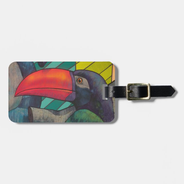 Colourful Toucan Graffiti Luggage Tag (Front Horizontal)