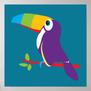 Colourful toucan graphic kids nursery art poster