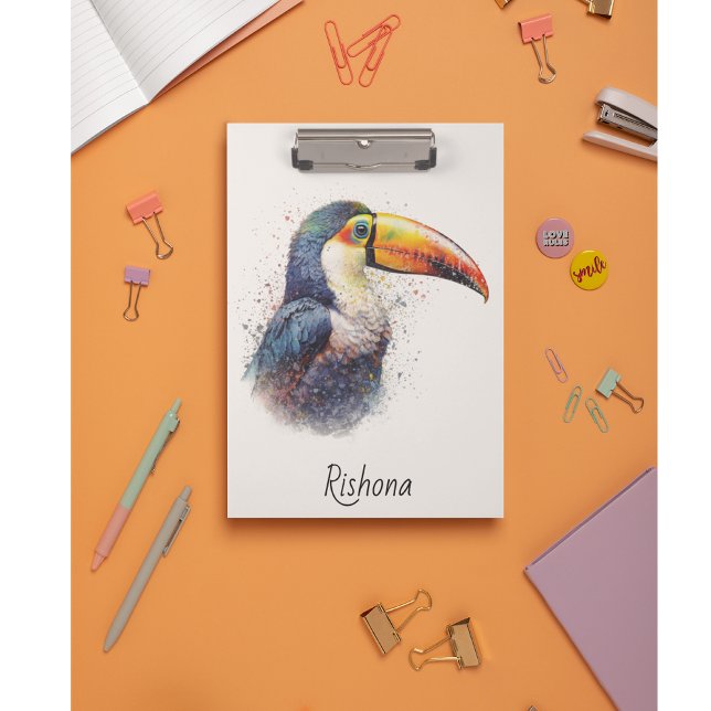 Colourful Toucan in Pointillism customisable Clipboard (Creator Uploaded)