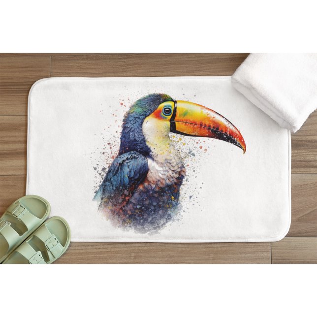 Colourful Toucan in Pointillism Style Bath Mat (Creator Uploaded)