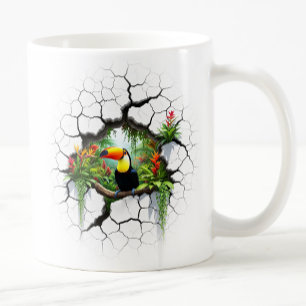 Colourful Toucan Looking Through Wall Portal Coffee Mug