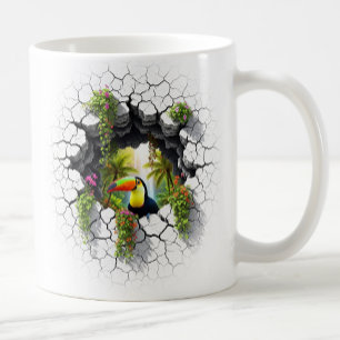 Colourful Toucan Looking Through Wall Portal Coffee Mug