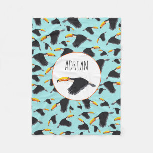 Colourful Toucan Tropical Bird Pattern Fleece Blanket