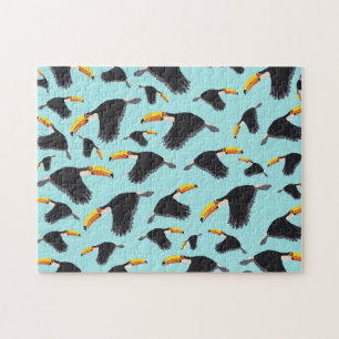 Colourful Toucan Tropical Bird Pattern Jigsaw Puzzle