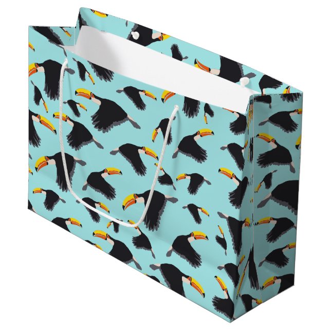 Colourful Toucan Tropical Bird Pattern Large Gift Bag (Front Angled)