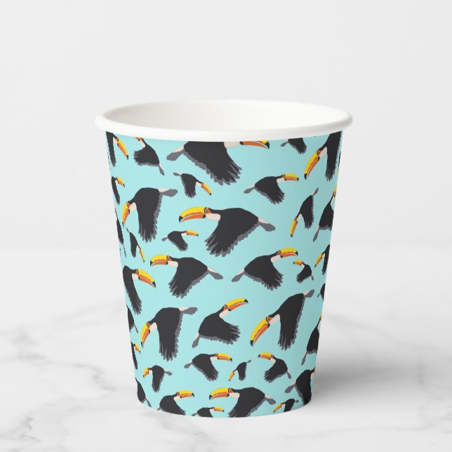 Colourful Toucan Tropical Bird Pattern Paper Cups (Front)