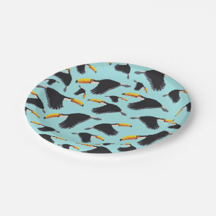 Colourful Toucan Tropical Bird Pattern Paper Plate
