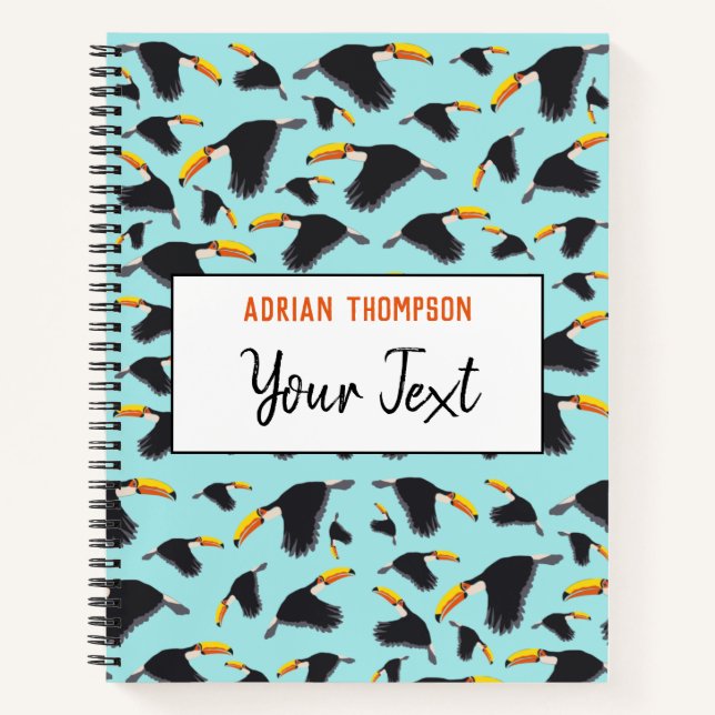 Colourful Toucan Tropical Bird Pattern School Notebook (Front)