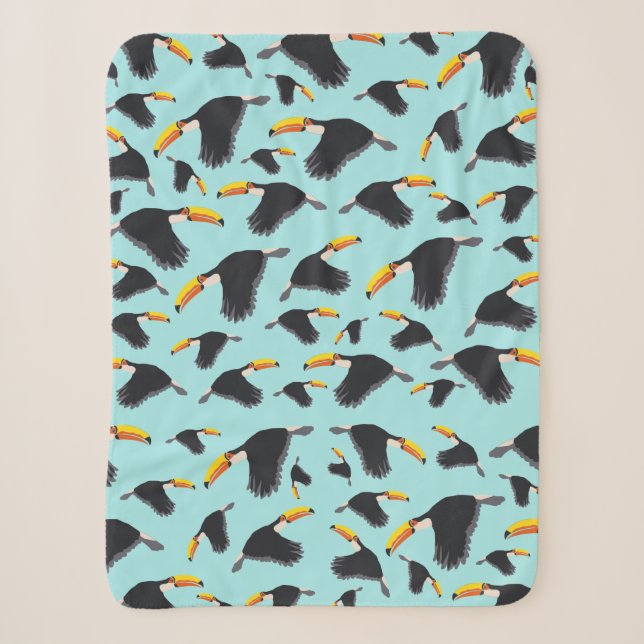 Colourful Toucan Tropical Bird Pattern Sherpa Blanket (Front)