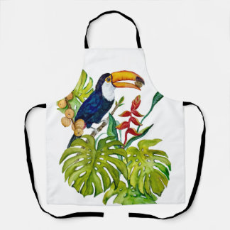 Colourful Toucan Watercolor Tropical Bird Apron