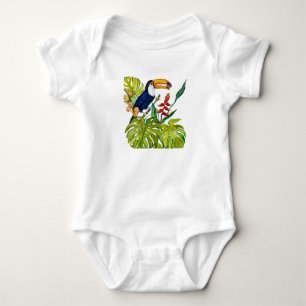 Colourful Toucan Watercolor Tropical Bird Baby Bodysuit