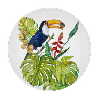 Colourful Toucan Watercolor Tropical Bird Cutting Board