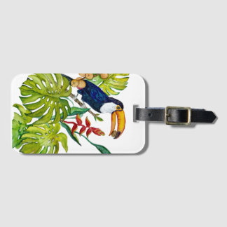 Colourful Toucan Watercolor Tropical Bird Luggage Tag