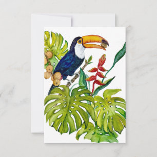 Colourful Toucan Watercolor Tropical Bird Thank You Card