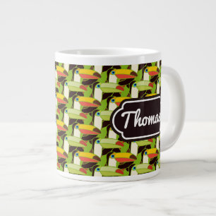 Colourful Toucans Add Your Name Large Coffee Mug