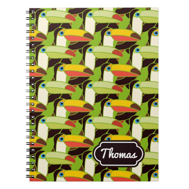 Colourful Toucans | Add Your Name Notebook (Front)