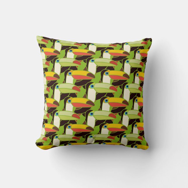 Colourful Toucans Cushion (Front)