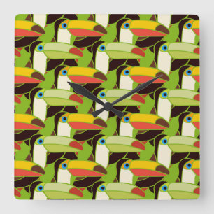 Colourful Toucans Square Wall Clock