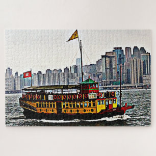 Colourful Tourist Boat Victoria Harbour Hong Kong Jigsaw Puzzle