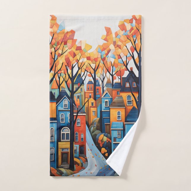 Colourful Town Hand Towel (Hand Towel)
