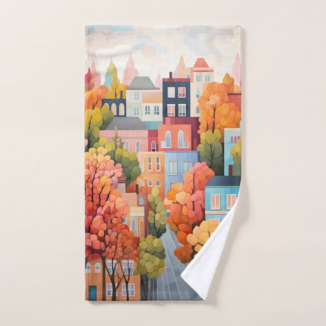 Colourful Town Hand Towel (Hand Towel)