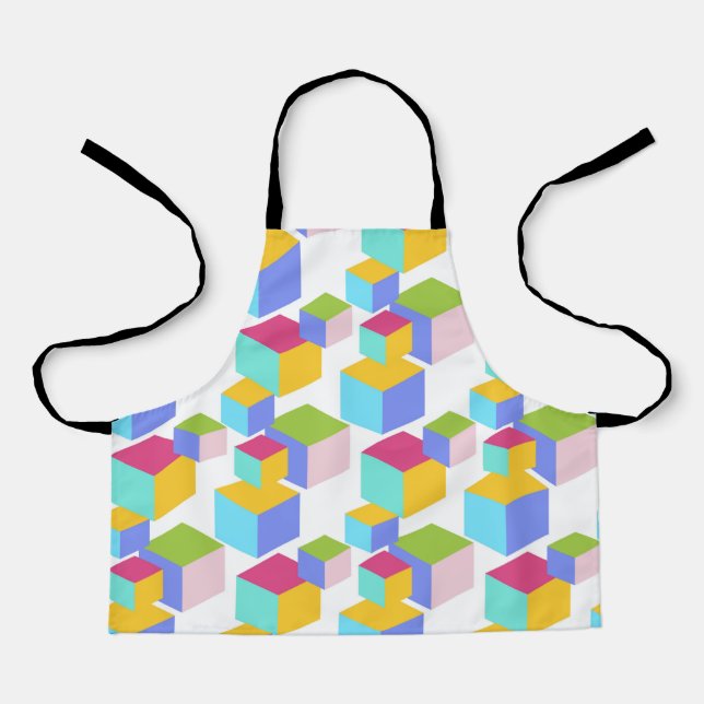 Colourful Toy Blocks Art Pattern Apron (Front)