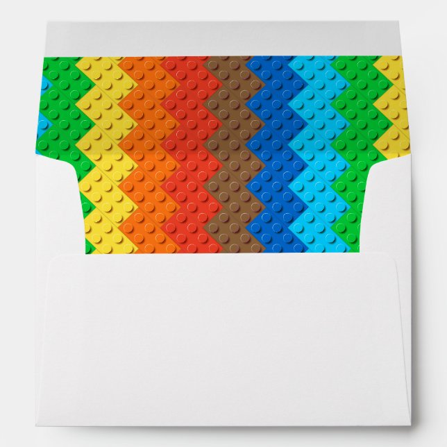 Colourful Toy Bricks Blocks Invitation Envelope (Back (Bottom))