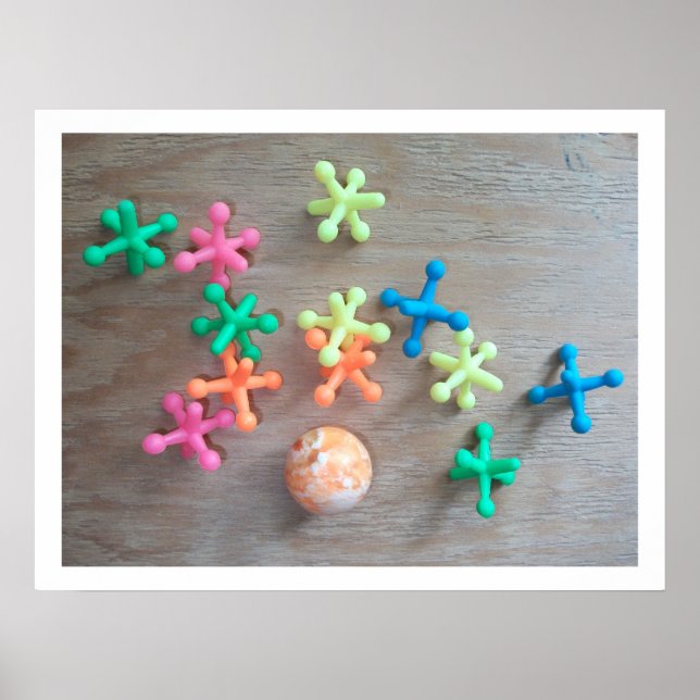 Colourful Toy Jacks and Ball Poster (Front)