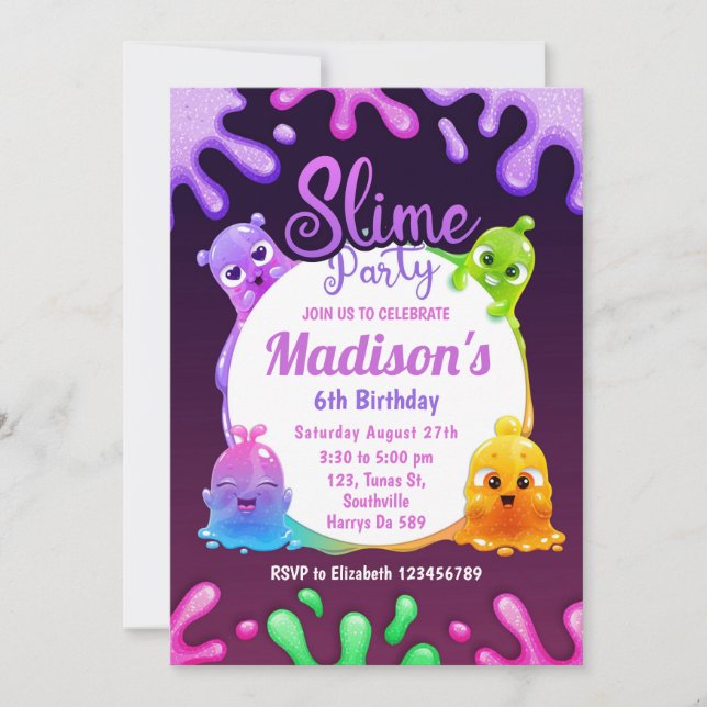 Colourful Toy Slime Birthday Party Invitation (Front)
