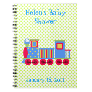 Colourful Toy Train Baby Shower Notebook