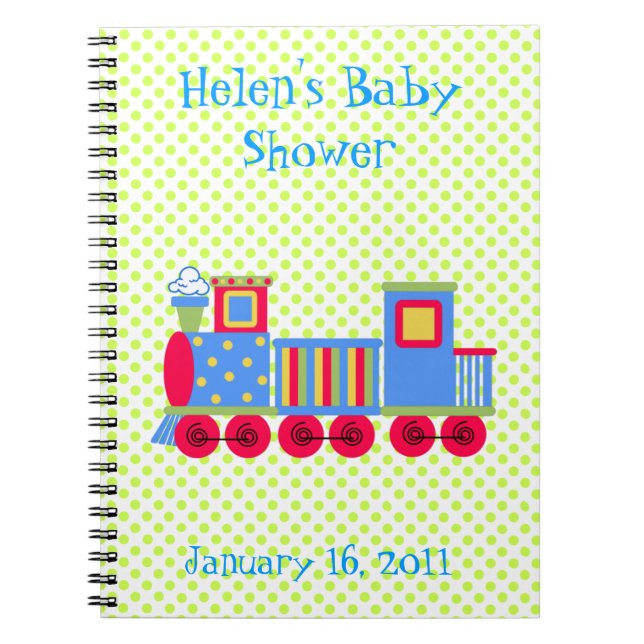 Colourful Toy Train Baby Shower Notebook (Front)