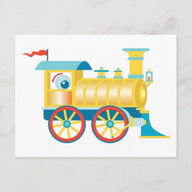 Colourful Toy Train Postcard (Front)