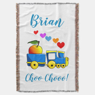 Colourful Toy Train Throw Blanket