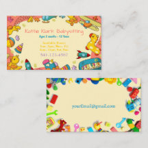 Colourful toys Babysitting Business Cards