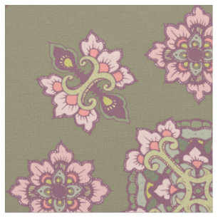 Colourful Tracery Ornament Pattern Fabric
